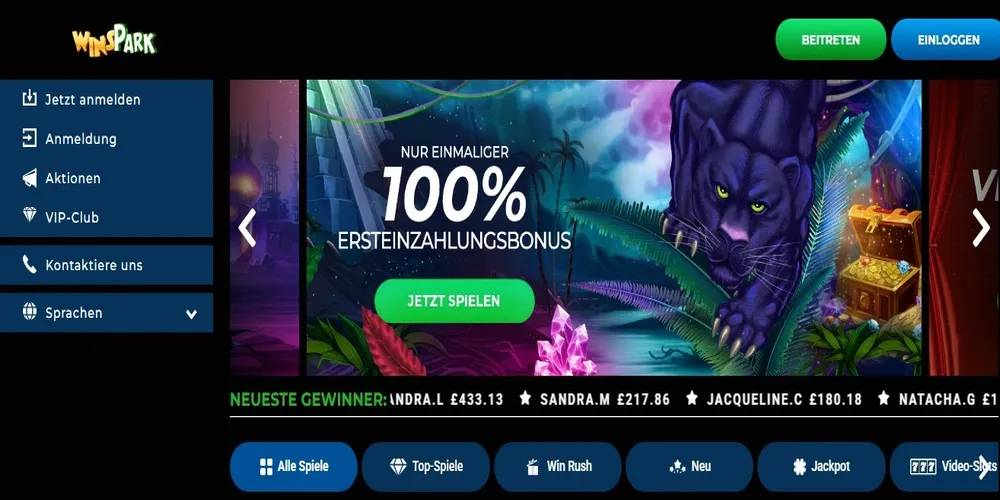 WinsPark Casino Hauptseite
